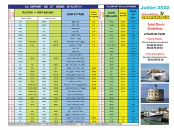 Horaires du mois
