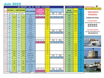 Horaires du mois